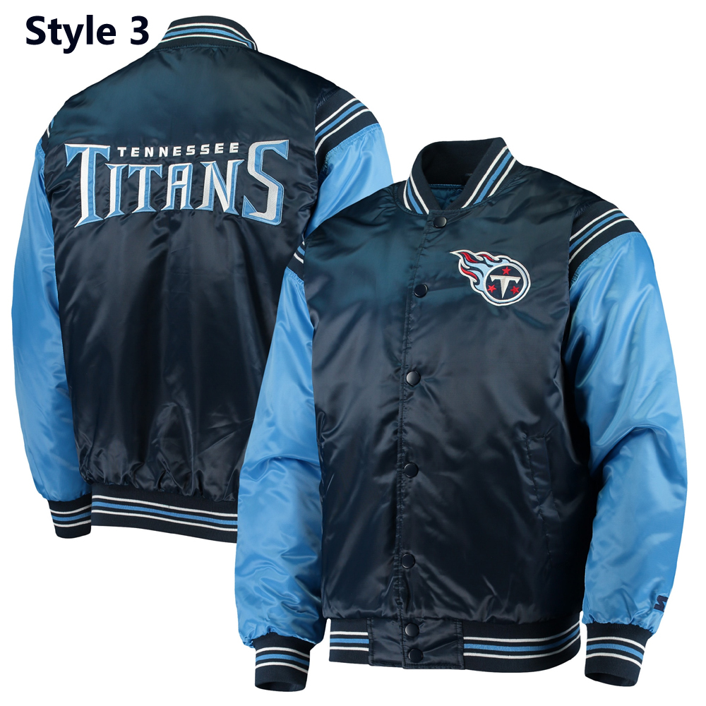 Striped Tennessee Titans Navy Blue Satin Jacket - Image 9