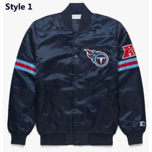 Striped Tennessee Titans Navy Blue Satin Jacket