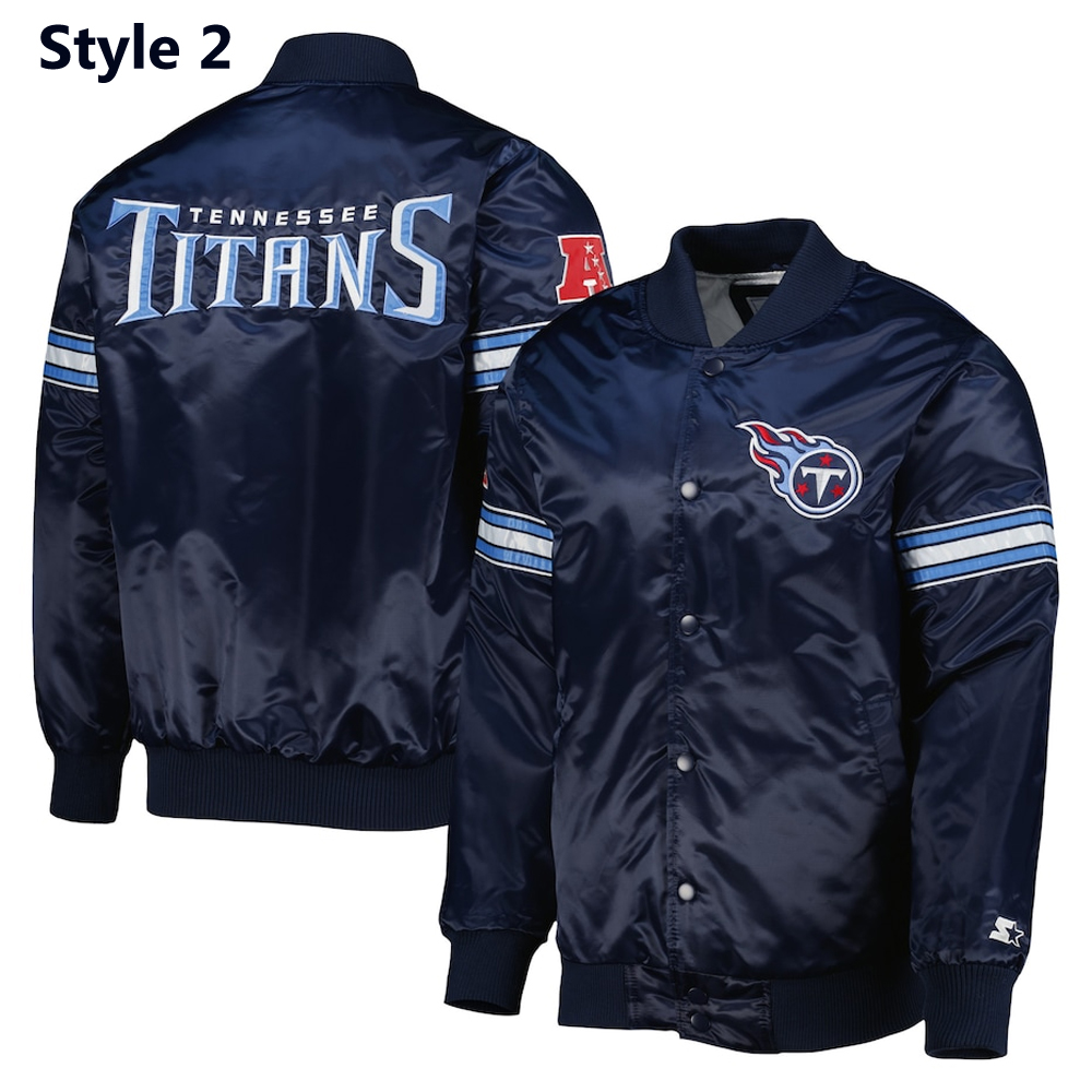 Striped Tennessee Titans Navy Blue Satin Jacket - Image 10