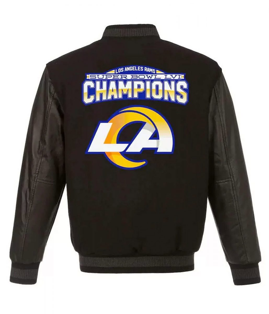 LA Rams Super Bowl LVI Champions Varsity Black Jacket - Image 2