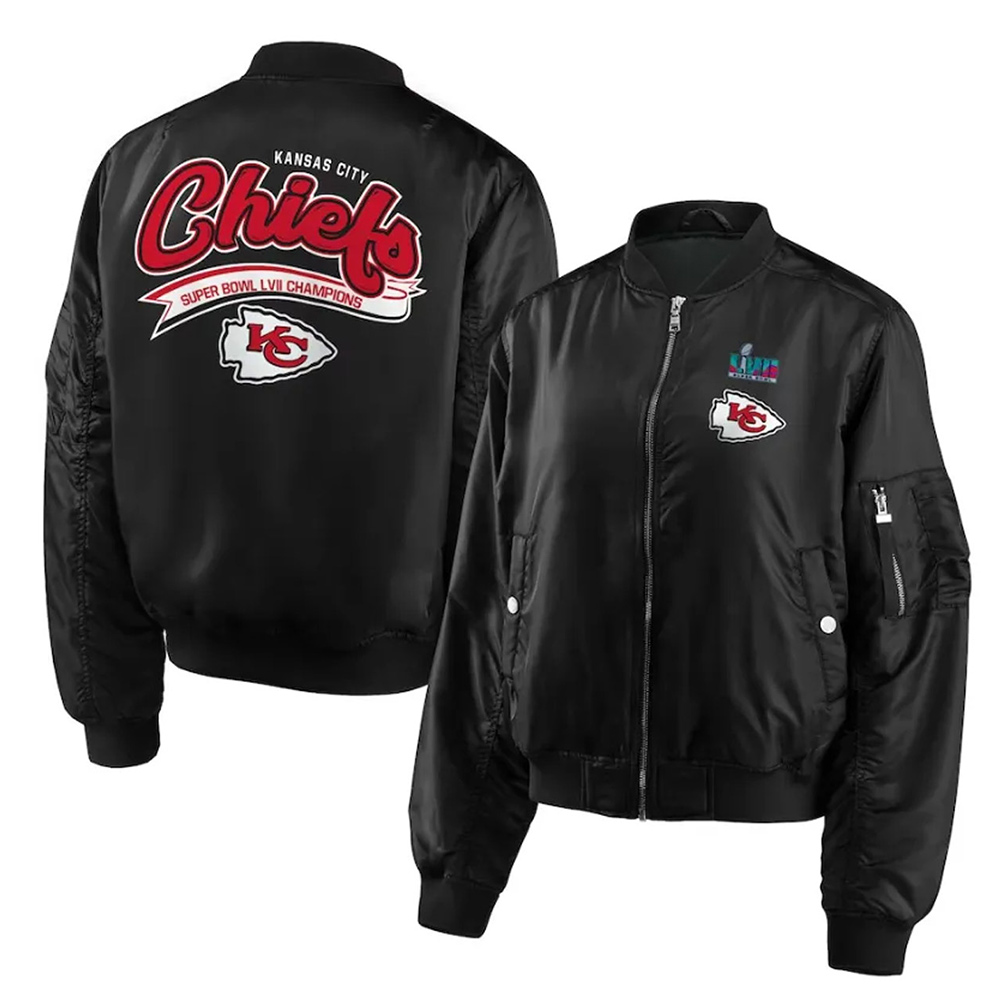 Kansas City Chiefs Super Bowl LVII Champions Black Bomber Jacket - Image 3