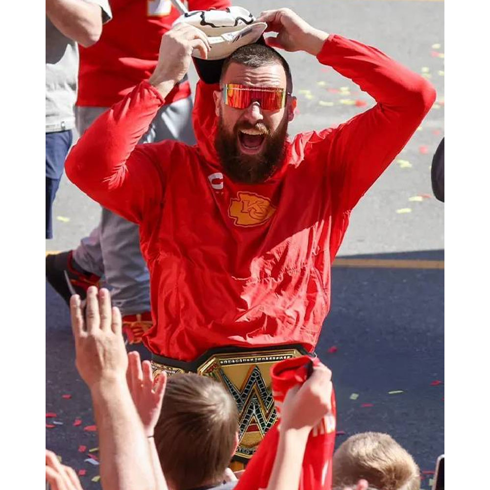 Travis Kelce Super Bowl LVIII Victory Parade Hoodie - Image 9