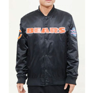 Chicago Bears Super Bowl XX Black Satin Jacket