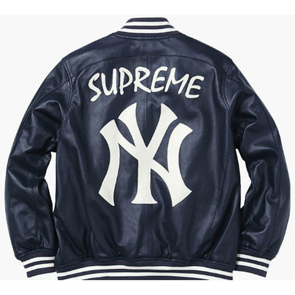Supreme NY Yankees Varsity Leather Jacket - Image 4