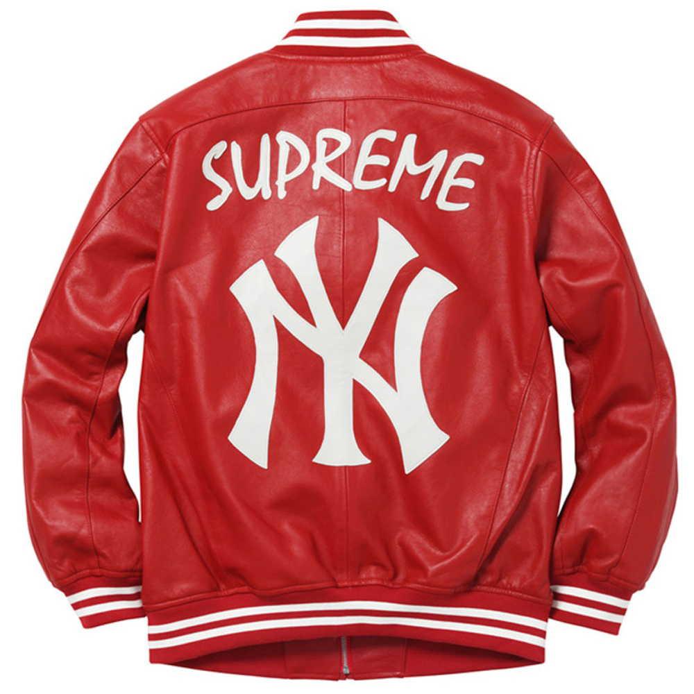 Supreme NY Yankees Varsity Leather Jacket - Image 3