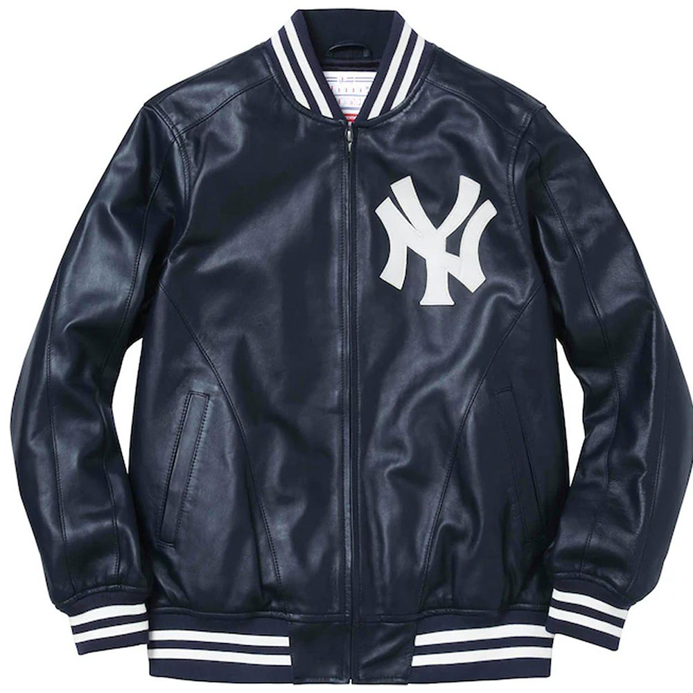 Supreme NY Yankees Varsity Leather Jacket - Image 2