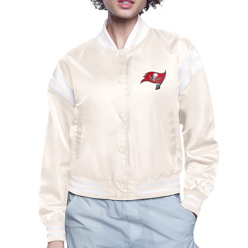 Tampa Bay Buccaneers Printed Logo Varsity Satin Jacket - Image 2
