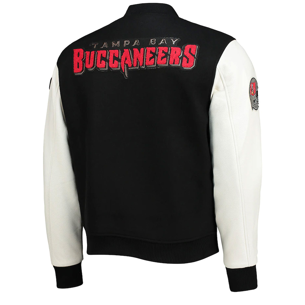 Tampa Bay Buccaneers White and Black Letterman Jacket - Image 2