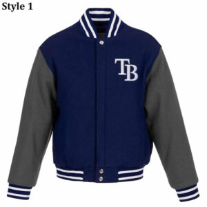 Tampa Bay Rays Varsity Gray and Navy Wool Jacket
