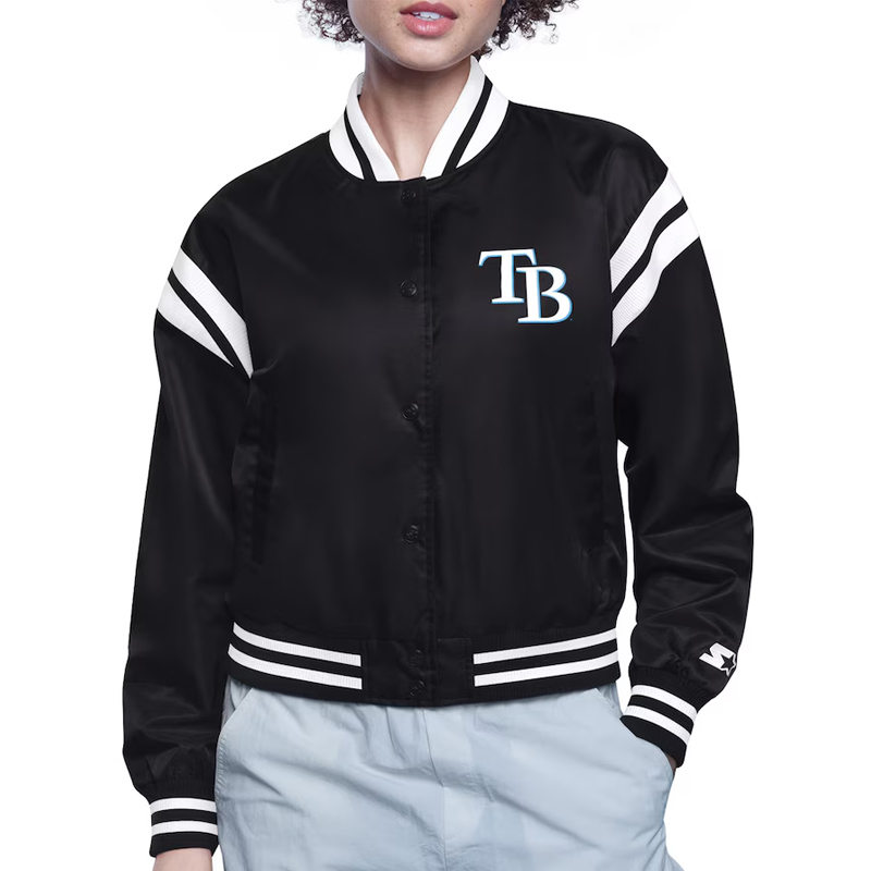 Tampa Bay Rays Printed Logo Varsity Satin Jacket - Image 2