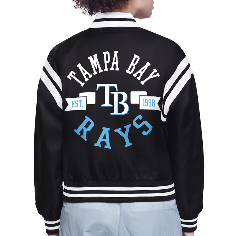Tampa Bay Rays Printed Logo Varsity Satin Jacket - Image 5