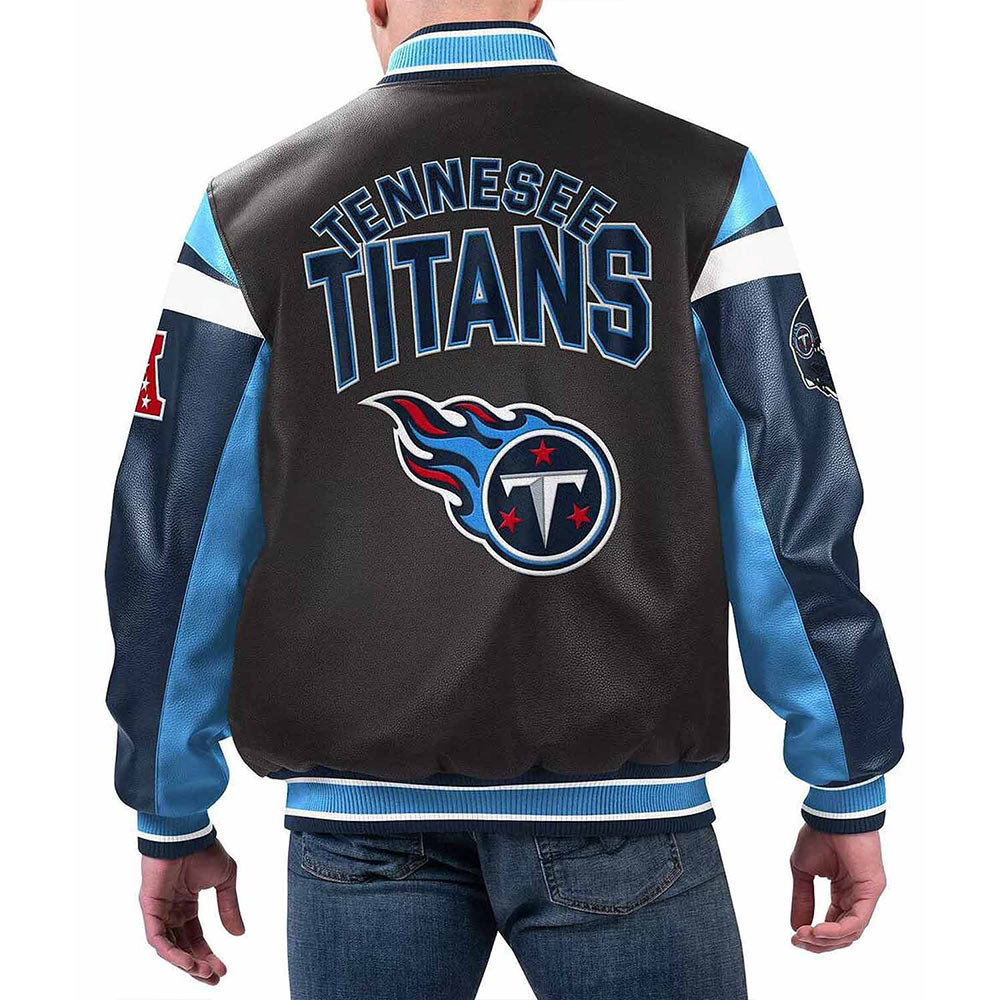 Tennessee Titans Black Varsity Full-Zip Leather Jacket - Image 2