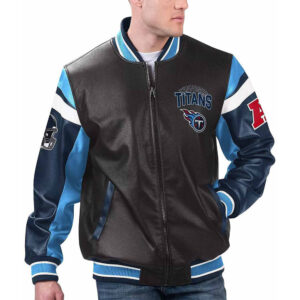 Tennessee Titans Black Varsity Full-Zip Leather Jacket