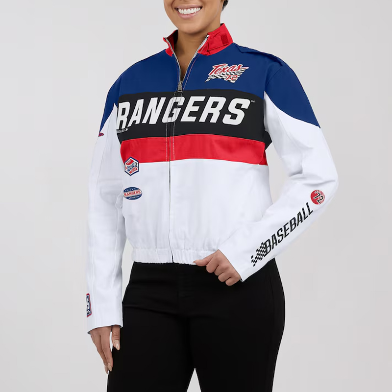 Texas Rangers Racing Navy/White Full-Zip Jacket - Image 4