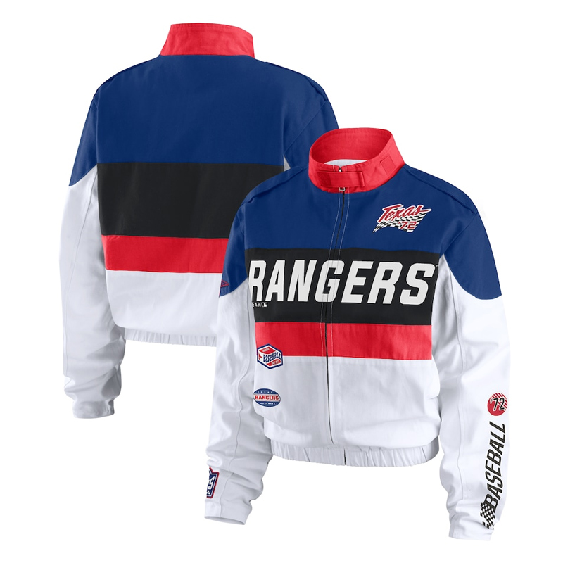 Texas Rangers Racing Navy/White Full-Zip Jacket - Image 3