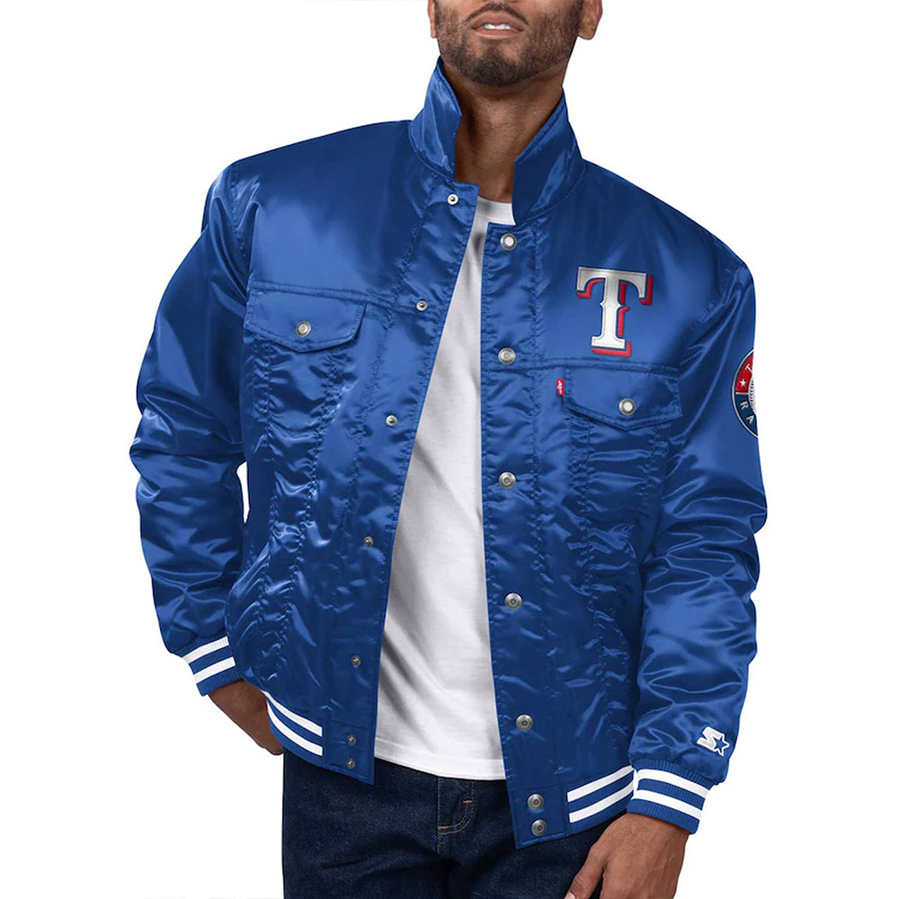 Texas Rangers Royal Silver Tab Trucker Jacket