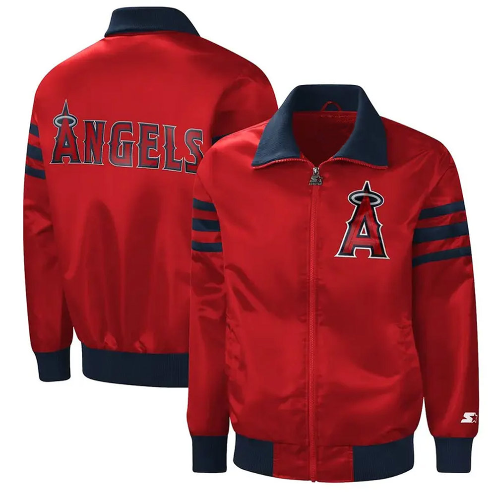 The Captain II LA Angels Red Varsity Satin Jacket - Image 3