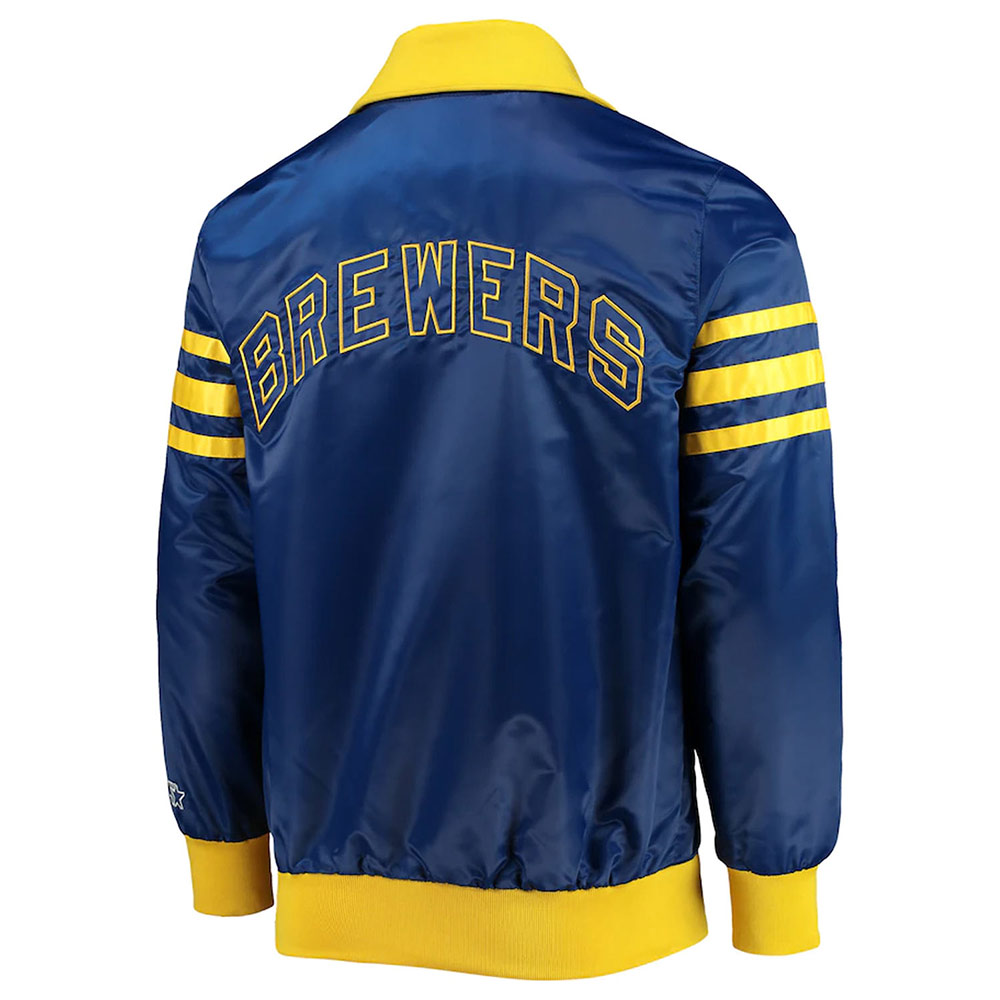The Captain II Milwaukee Brewers Varsity Royal Satin Jacket - Image 2