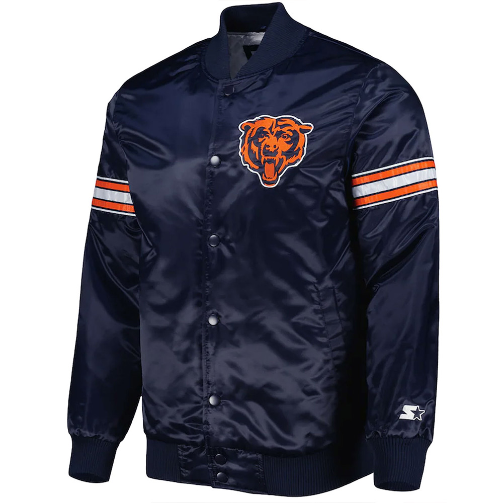 Navy Chicago Bears The Pick and Roll Satin Jacket