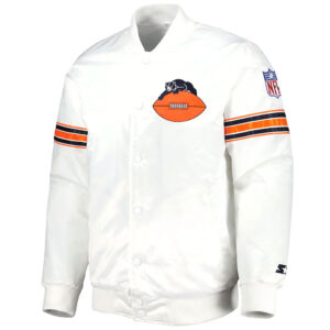Chicago Bears The Power Forward White Full-Snap Satin Jacket