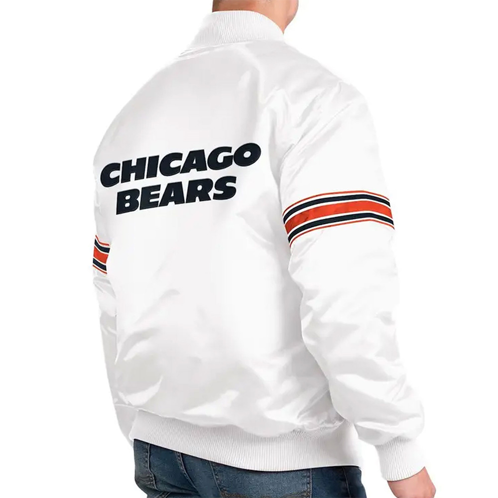 Chicago Bears The Power Forward White Full-Snap Satin Jacket - Image 5