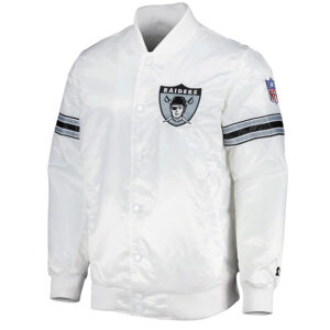 White The Power Forward Las Vegas Raiders Satin Full-Snap Jacket