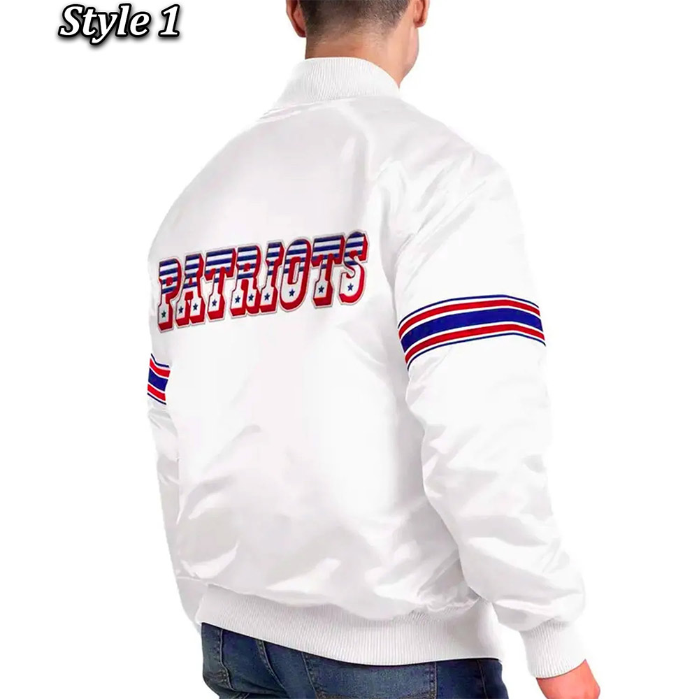 New England Patriots The Power Forward Satin White Jacket - Image 8