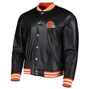 The Wild Collective Cleveland Browns Metallic Black Jacket