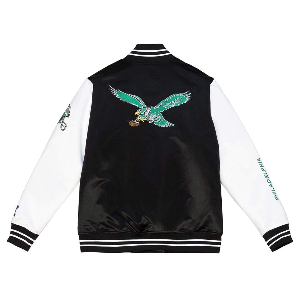 Throwback 2-Tone Philadelphia Eagles Varsity Satin Jacket - Image 2