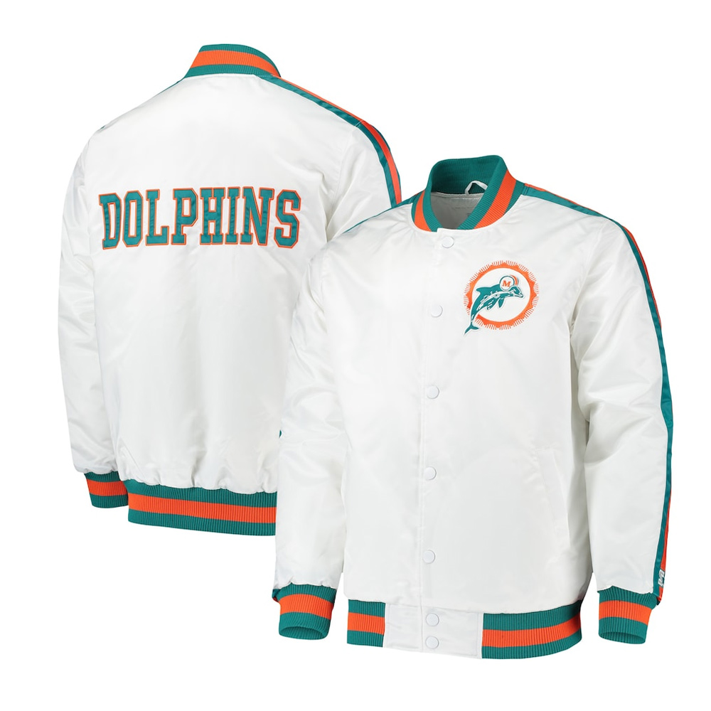 Throwback D-Line Miami Dolphins White Jacket - Image 3