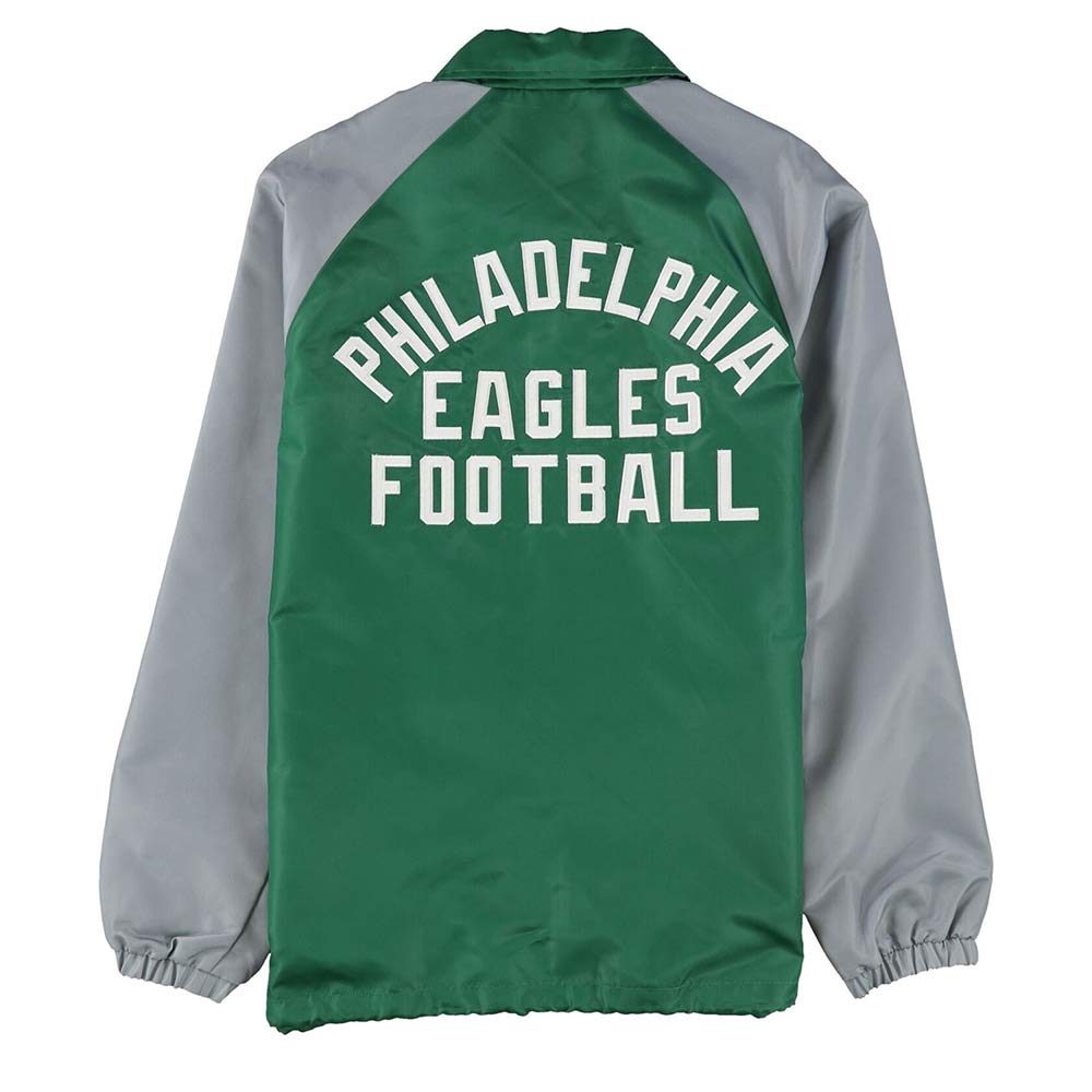 Throwback Logo Philadelphia Eagles Green and Gray Jacket - Image 2