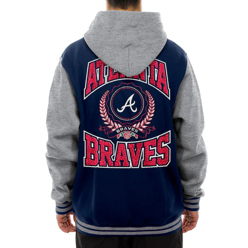Throwback Prep Atlanta Braves Navy Hoodie Jacket - Image 5