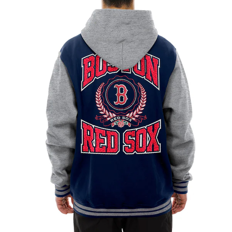 Throwback Prep Boston Red Sox Navy Hoodie Jacket - Image 5