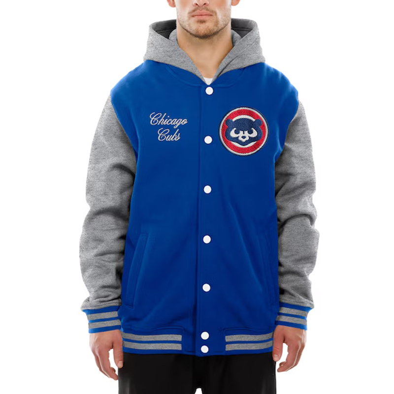 Throwback Prep Chicago Cubs Royal Hoodie Jacket - Image 4