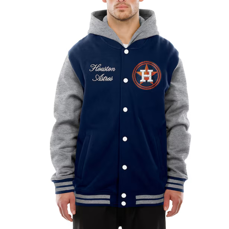 Throwback Prep Houston Astros Navy Hoodie Jacket - Image 4