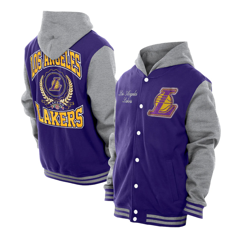 Throwback Prep LA Lakers Purple Hoodie Jacket - Image 3