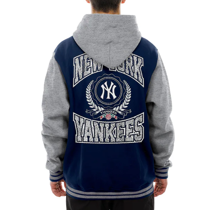 Throwback Prep NY Yankees Navy Hoodie Jacket - Image 5