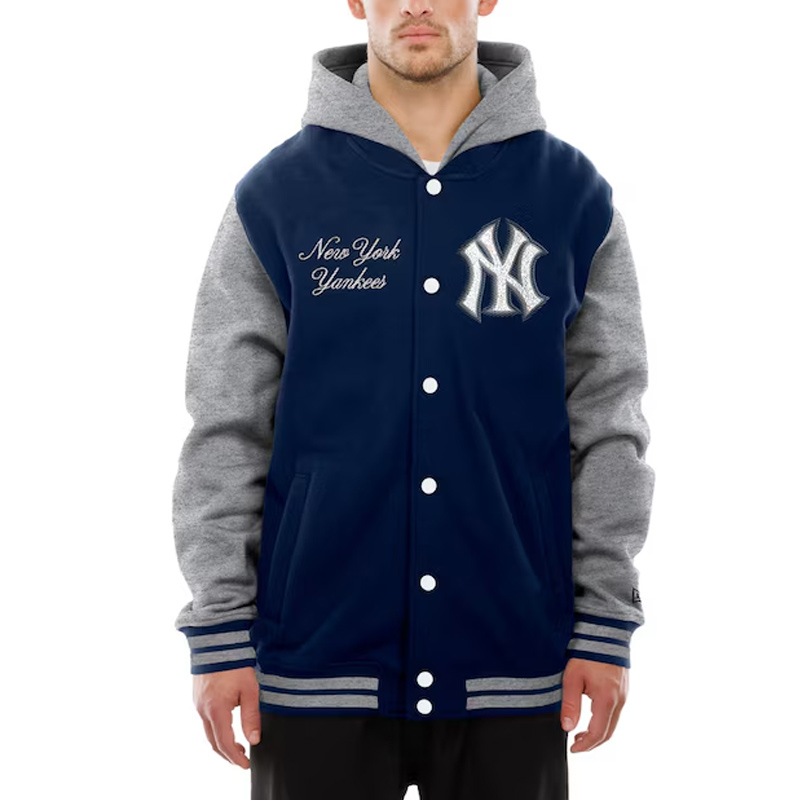 Throwback Prep NY Yankees Navy Hoodie Jacket - Image 4
