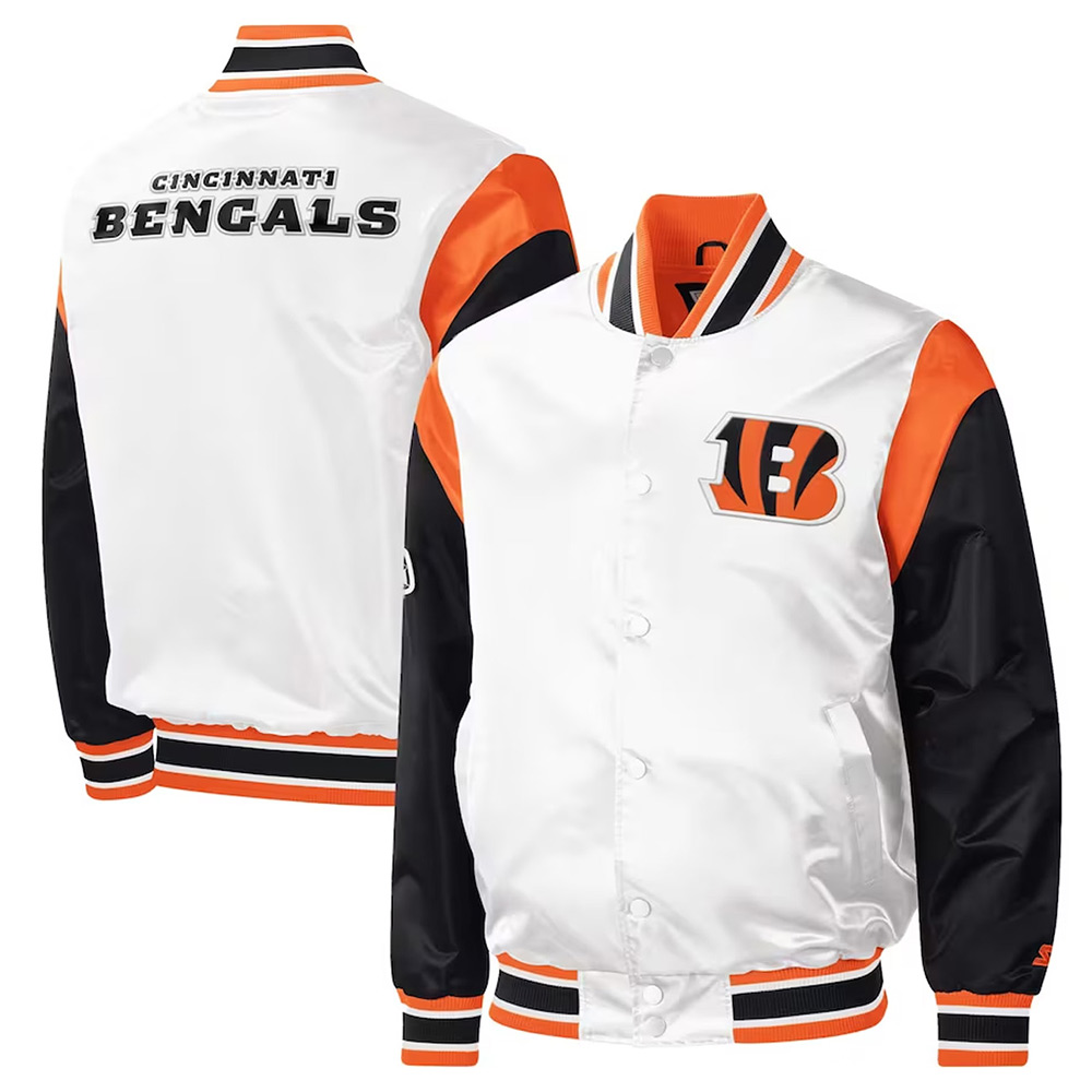 Throwback Warm Up Pitch Cincinnati Bengals Satin Jacket - Image 3