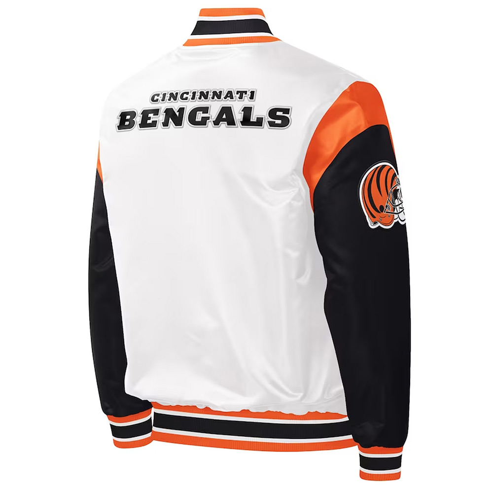 Throwback Warm Up Pitch Cincinnati Bengals Satin Jacket - Image 2