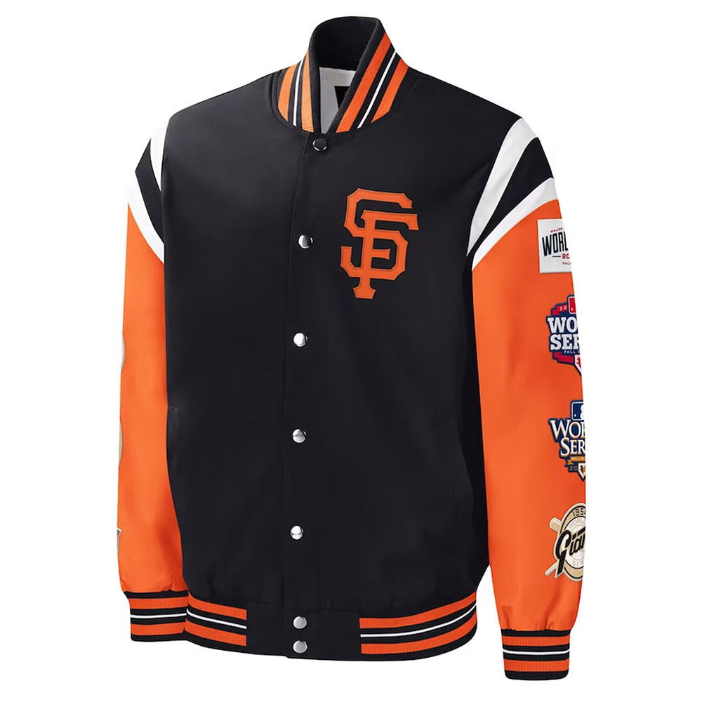 San Francisco Title Holder Black/Orange Varsity Satin Jacket