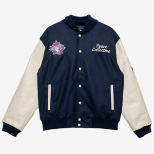 Toronto Blue Jays Patch Navy and Cream Letterman Jacket