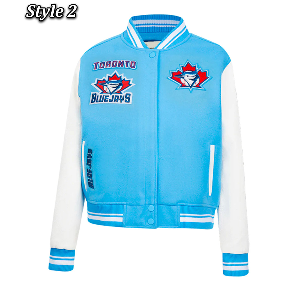 Retro Classic Rib Toronto Blue Jays Varsity Jacket - Image 2