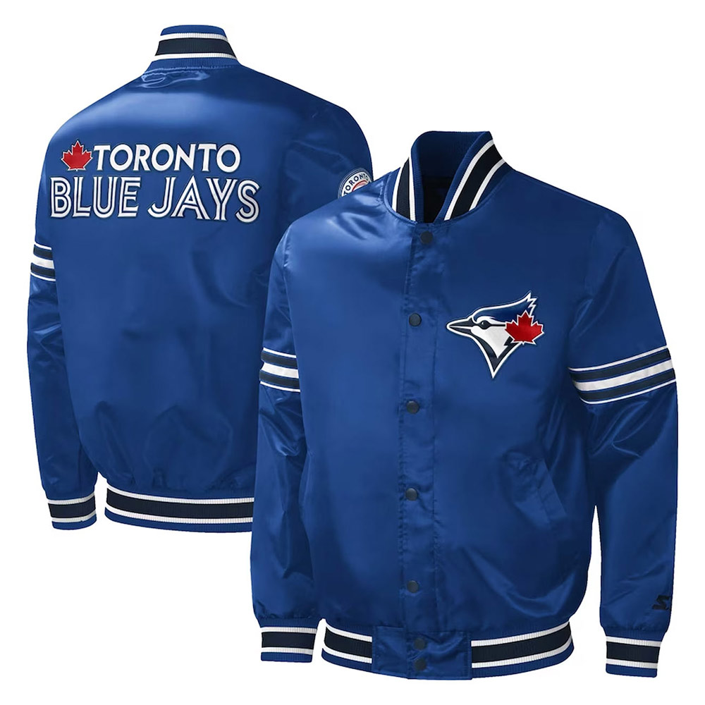 Toronto Blue Jays Royal Midfield Varsity Satin Jacket - Image 3