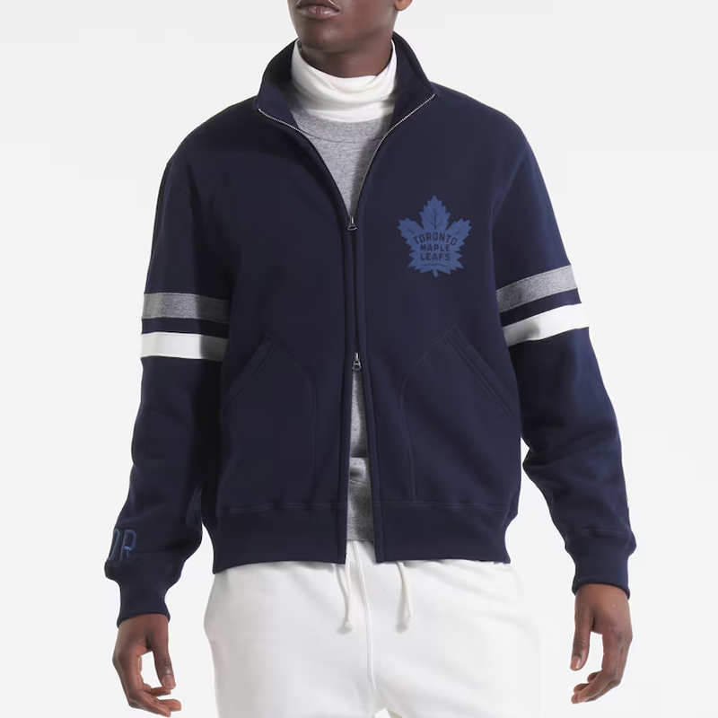 Toronto Maple Leafs Navy Striped Fleece Jacket