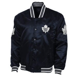 Toronto Maple Leafs Navy Blue Button-Up Satin Jacket