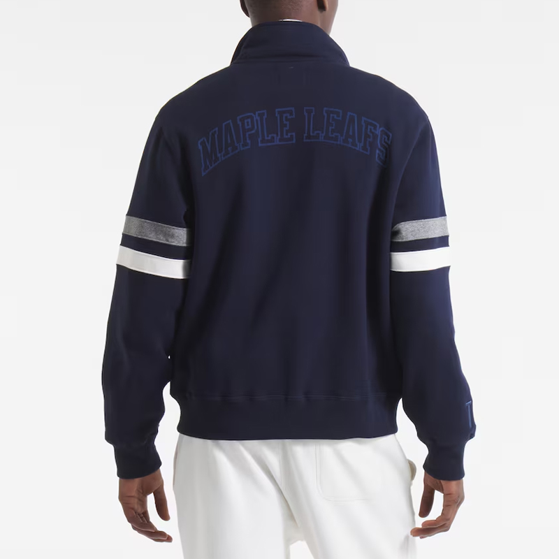 Toronto Maple Leafs Navy Striped Fleece Jacket - Image 2