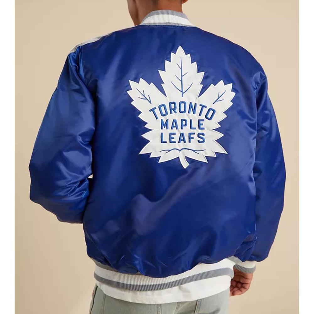 Toronto Maple Leafs Royal Blue Satin Varsity Jacket - Image 2