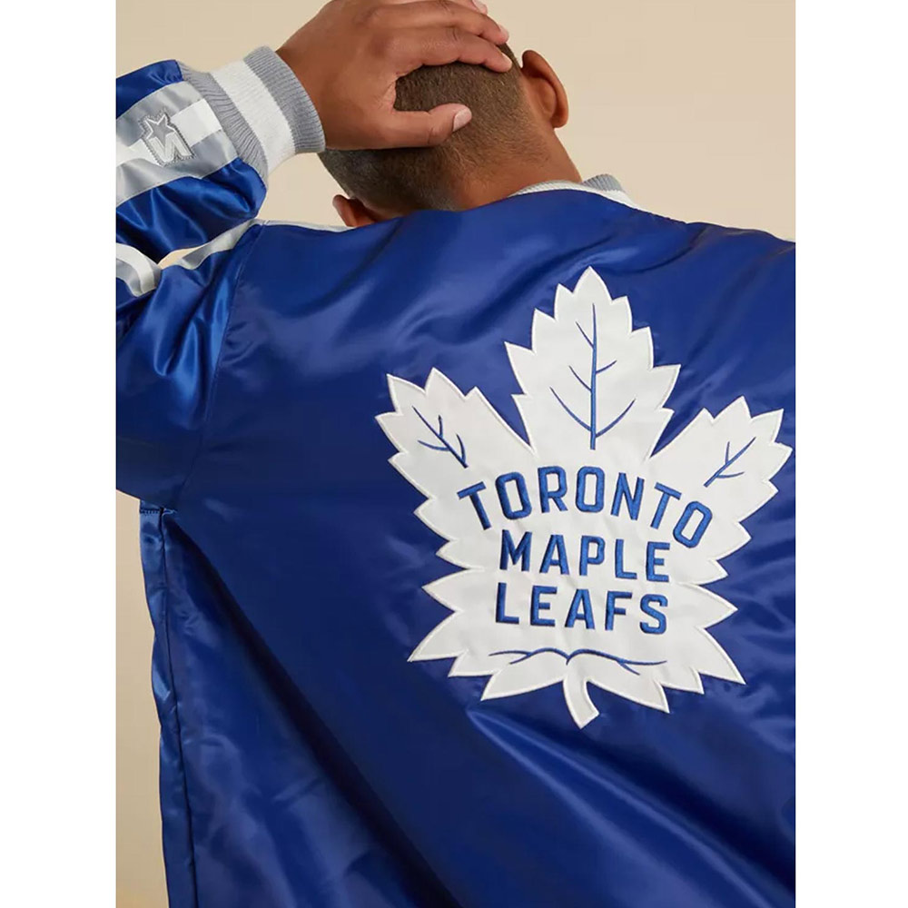 Toronto Maple Leafs Royal Blue Satin Varsity Jacket - Image 7