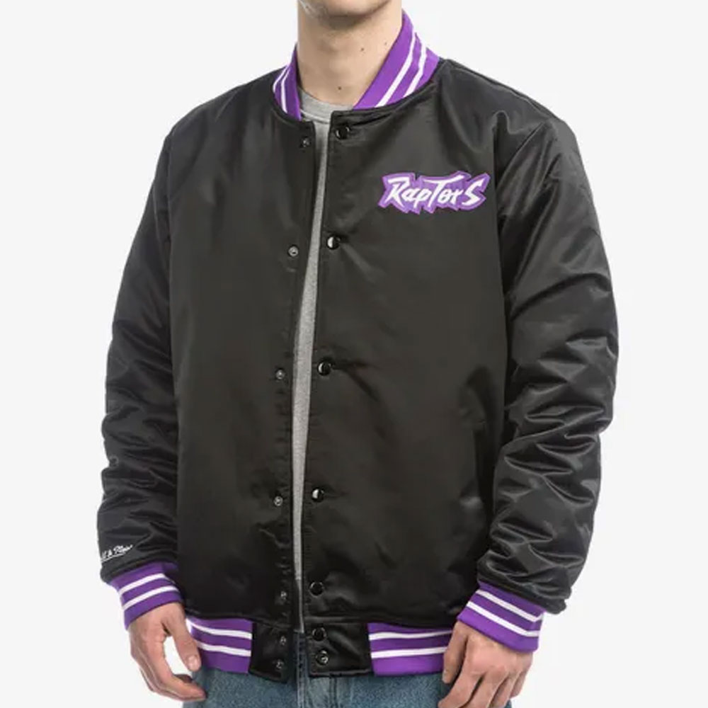 Toronto Raptors Heavyweight Black Satin Jacket - Image 3